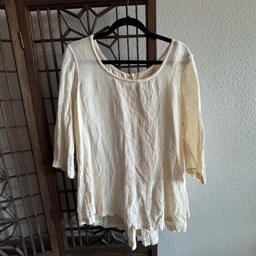 Flax Cream Linen Cotton Tunic Top